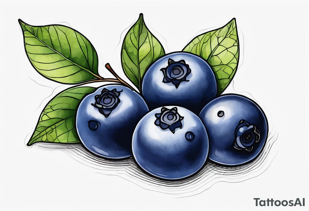 3 blueberries with a single leaf tattoo idea
