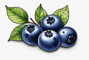 3 blueberries with a single leaf tattoo idea