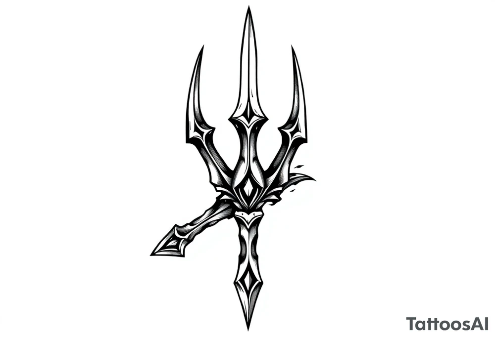trident with cool background tattoo idea
