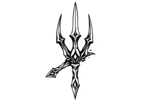 trident with cool background tattoo idea