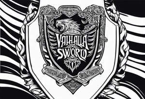 Valhalla sword  fire chains shield tattoo idea