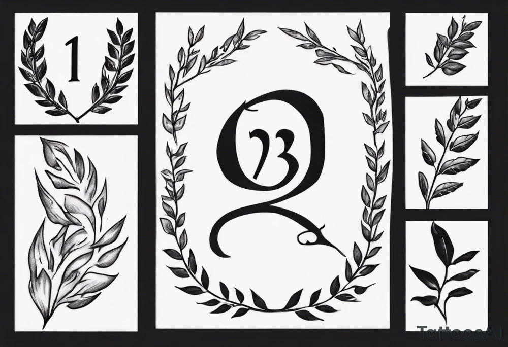 simple memorial tattoo A sowrd runs through a laurel leaf with the number 13 tattoo idea