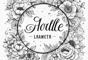 circle vignette frame surrounded by floral clouds tattoo idea
