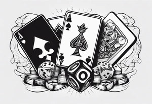 wild west sleeve with playing cards, dice tattoo idea