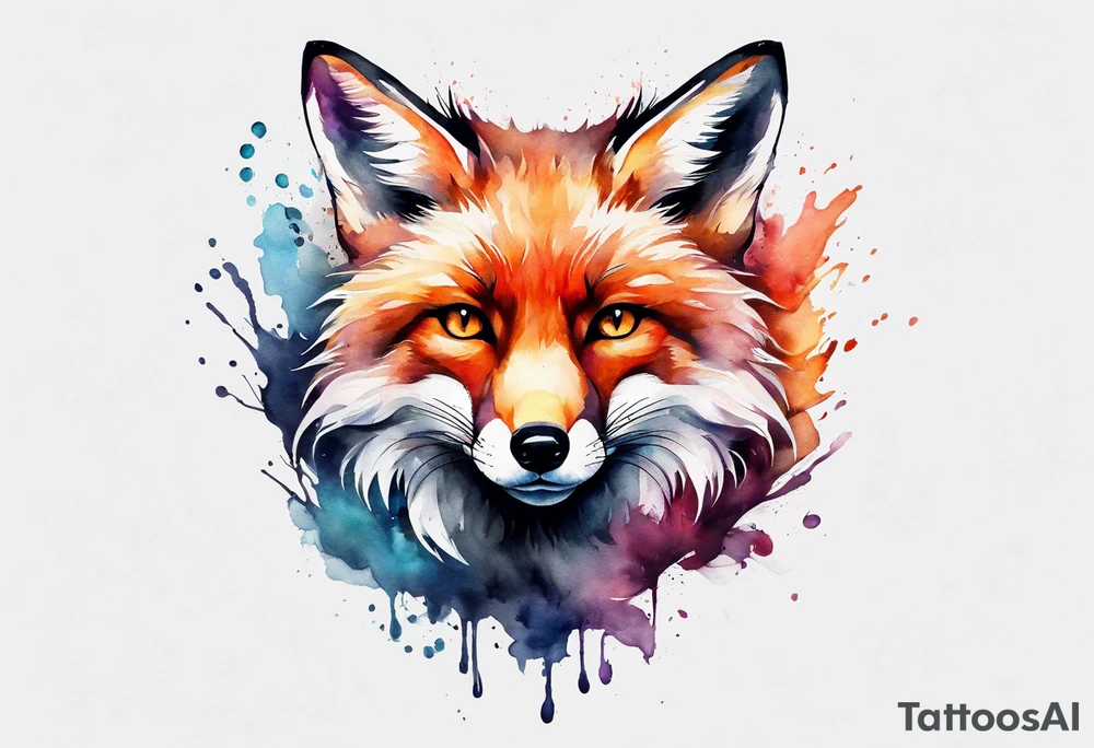 Watercolor fox tattoo idea