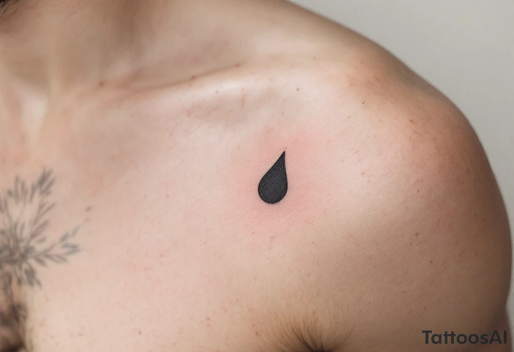 black ink bold teardrop under a man’s right eye – raw and confrontational. on man´s face under an eye. tattoo idea