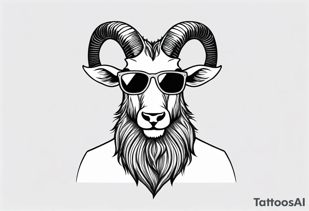 capricorn with beard and sunglasses tattoo idea