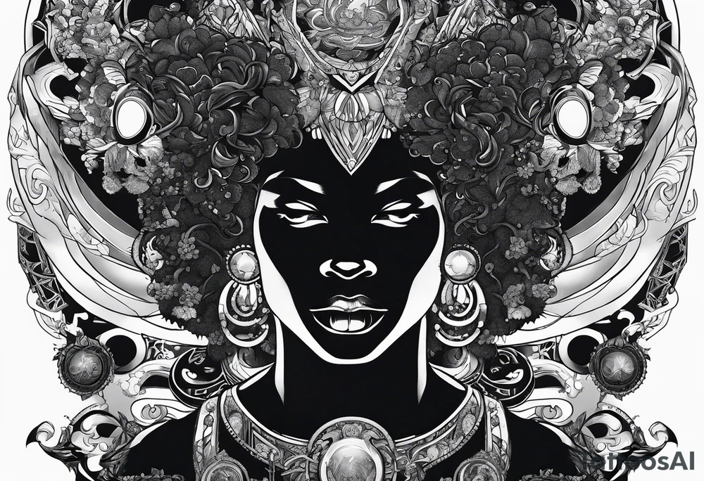 Afro-Futurism man rebirth tattoo idea