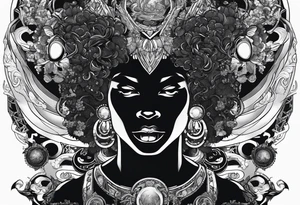 Afro-Futurism man rebirth tattoo idea