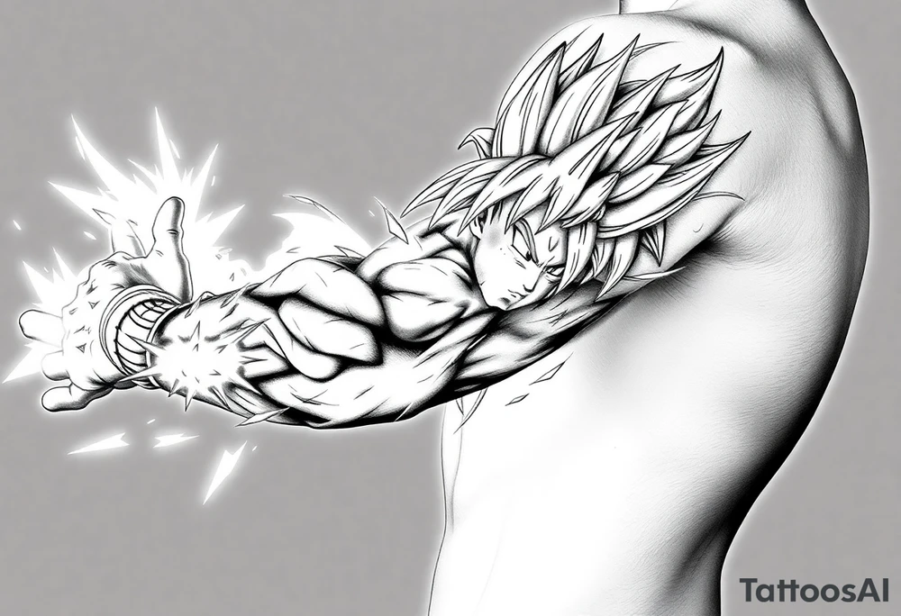 legendary dragonball z scene with energy aura and power effects tattoo idea
