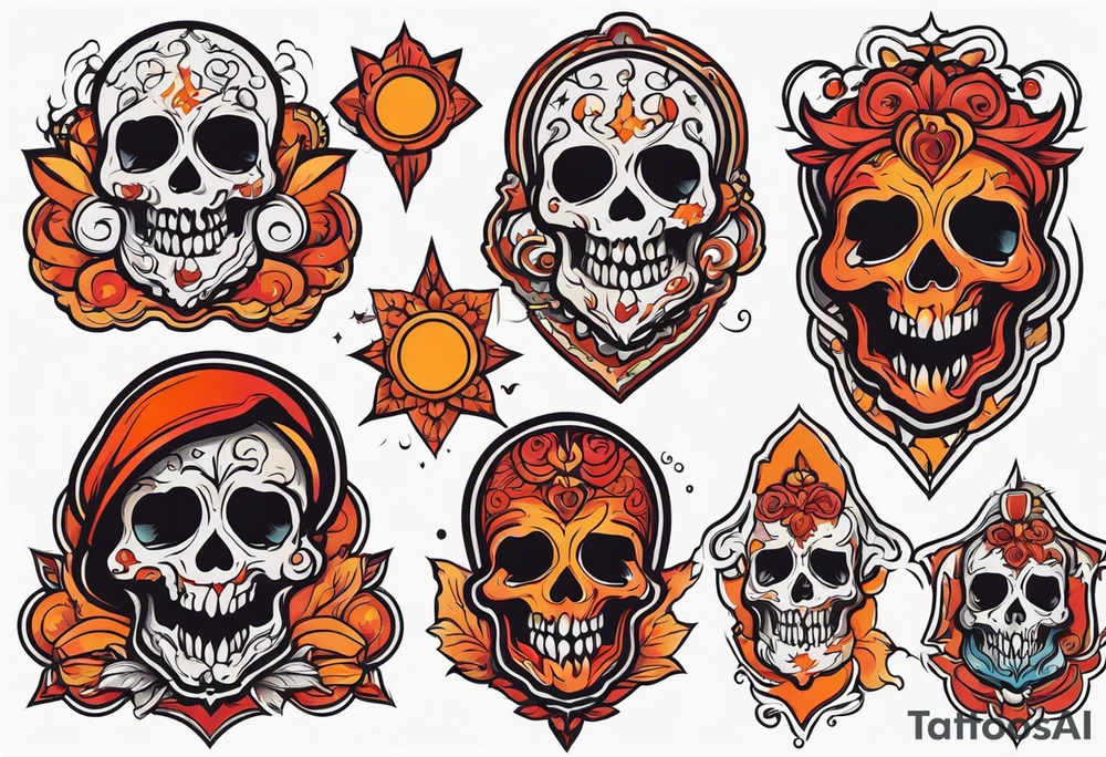 Ghost of skull that is red and orange tattoo idea