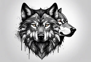 alpha wolf for mans chest tattoo idea
