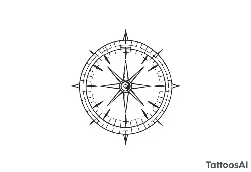 Compass without outer circle tattoo idea