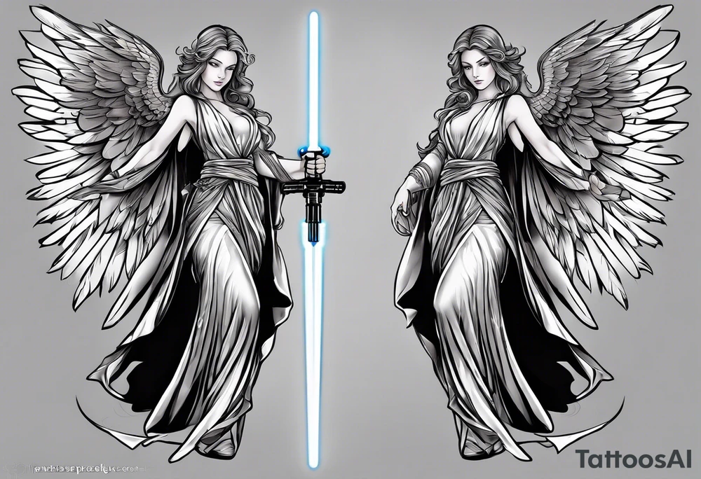 Angel with a lightsaber tattoo idea