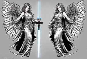 Angel with a lightsaber tattoo idea