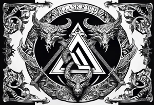 Valhalla valknut sword axe Dragon tattoo idea