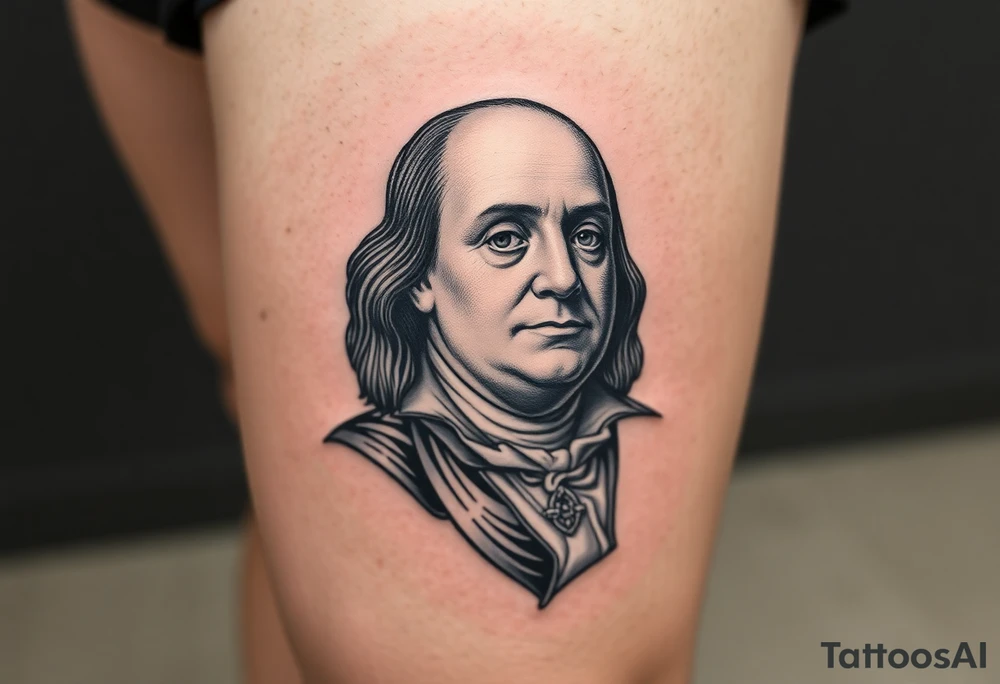Benjamin Franklin with modern urban clothie tattoo idea