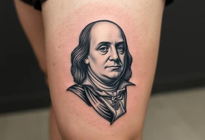 Benjamin Franklin with modern urban clothie tattoo idea