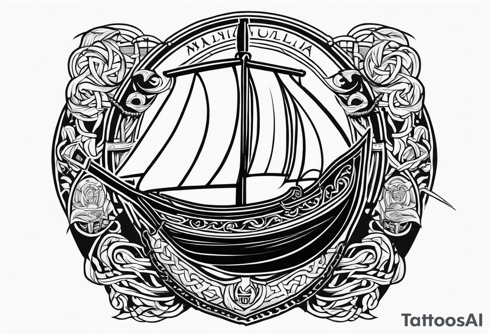Valhalla sword shield viking ship tattoo idea