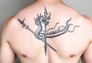 Flow dragon staff fire on the chest tattoo idea