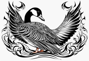 canadian goose with flames tattoo idea
