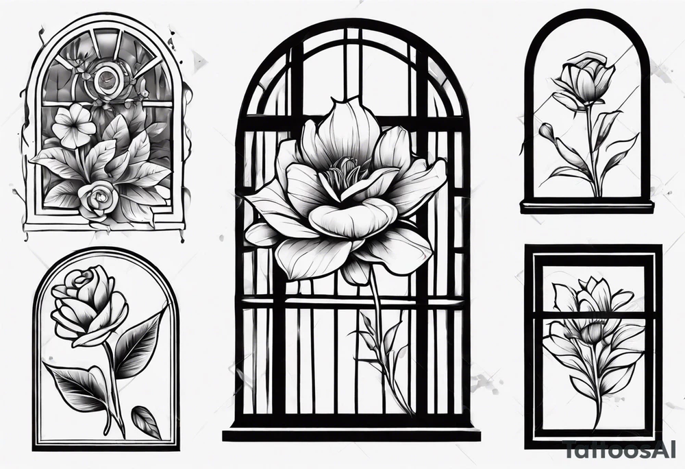 flower in a window tattoo idea