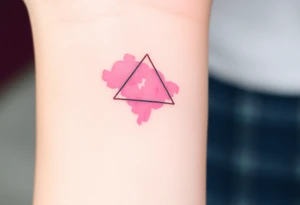 A watercoloured pink triangle, with small lining and upside down. Just the colour pink. No shapes. Just the colour pink tattoo idea