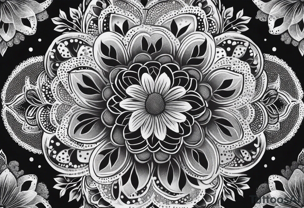 ornaments of flowers tattoo idea