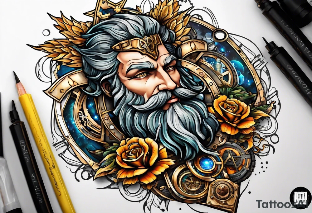 Steampunk zeus tattoo idea