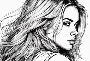 Young pretty blond woman in gym with long hair tattoo idea