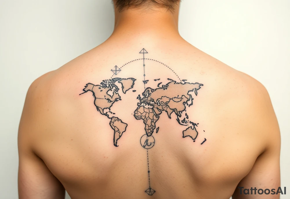 Minimalist tattoo for women who love travel and science, make feminine tattoo idea