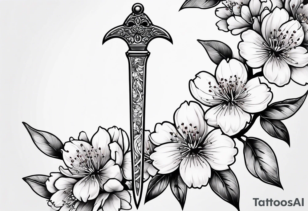 cherry blossom dagger tattoo idea