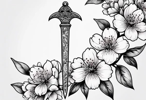 cherry blossom dagger tattoo idea
