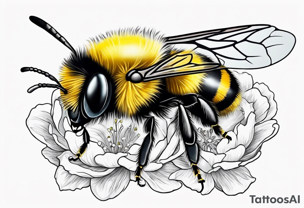 Harlow written in cursive with a bumblebee flying off the end of the w tattoo idea