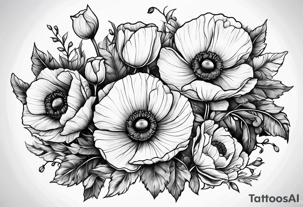 Son and daughter named Poppy and Owen tattoo idea