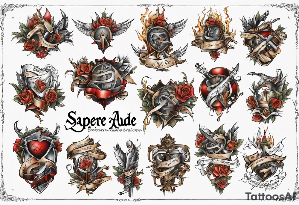 Schriftzug "sapere aude" krieger tattoo idea