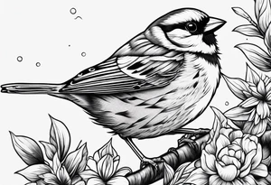 Detailed fine line sparrow tattoo tattoo idea
