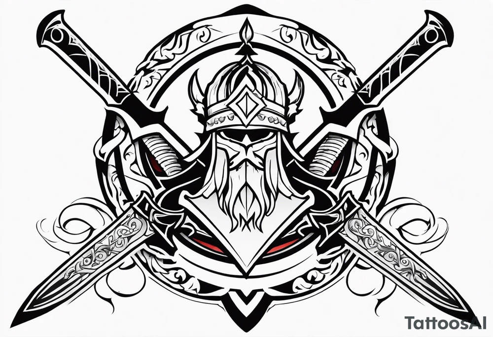 Valhalla fire sword shield warrior tattoo idea