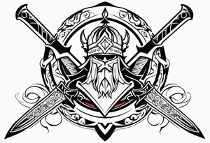Valhalla fire sword shield warrior tattoo idea