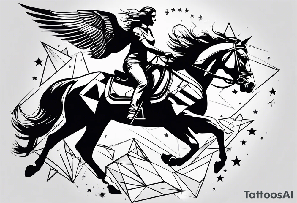 powerful horse and its rider, freedom, equality, trust, love, stars, maybe wings? tattoo idea