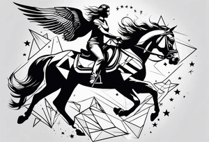 powerful horse and its rider, freedom, equality, trust, love, stars, maybe wings? tattoo idea