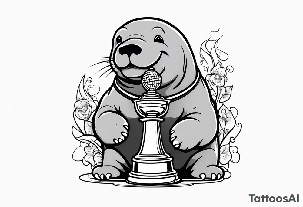 Manatee holding the Stanley Cup tattoo idea