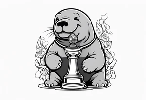 Manatee holding the Stanley Cup tattoo idea