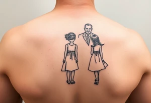 2 daughters and father in as a shadow tattoo idea