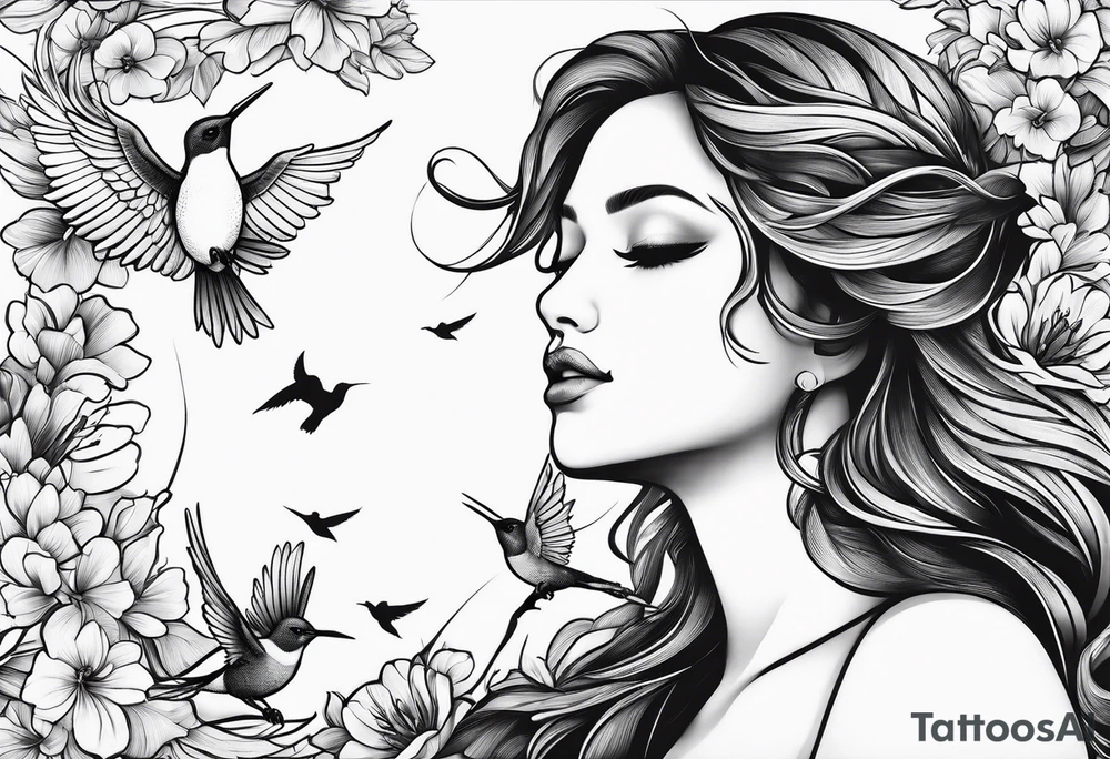 Angel with hummingbirds tattoo idea