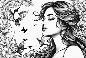 Angel with hummingbirds tattoo idea