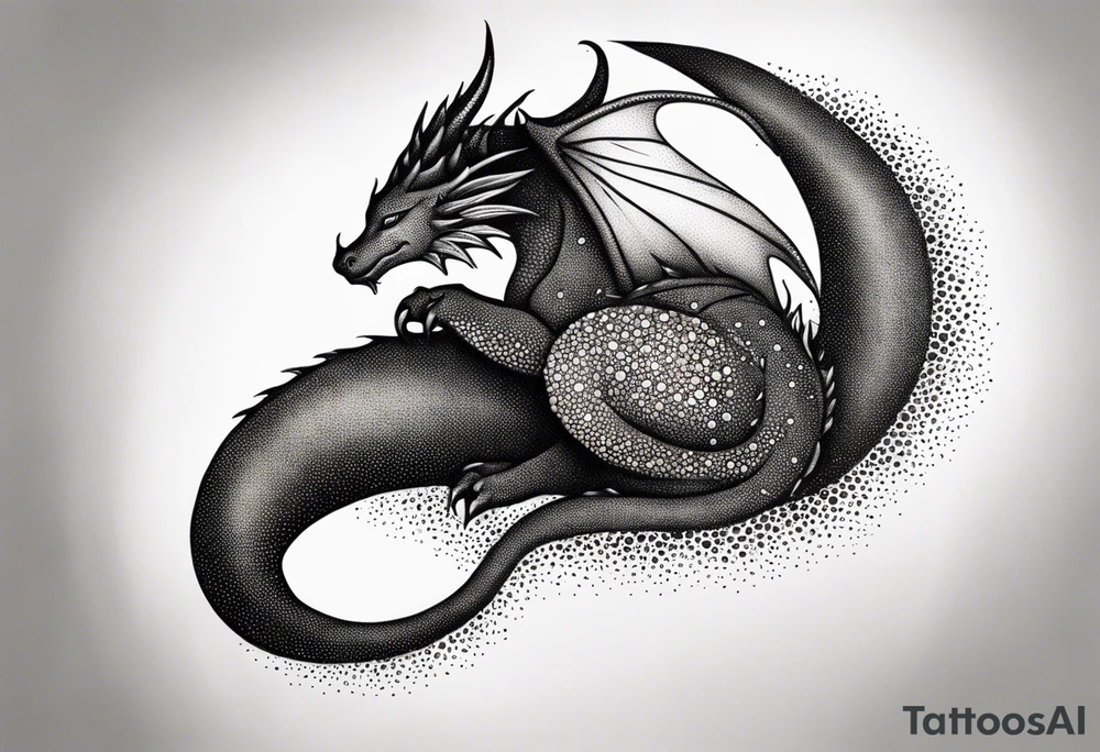 strength, small, sleeping dragon, long tail, elegant, lenghty, pisces tattoo idea