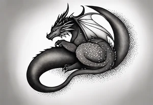 strength, small, sleeping dragon, long tail, elegant, lenghty, pisces tattoo idea
