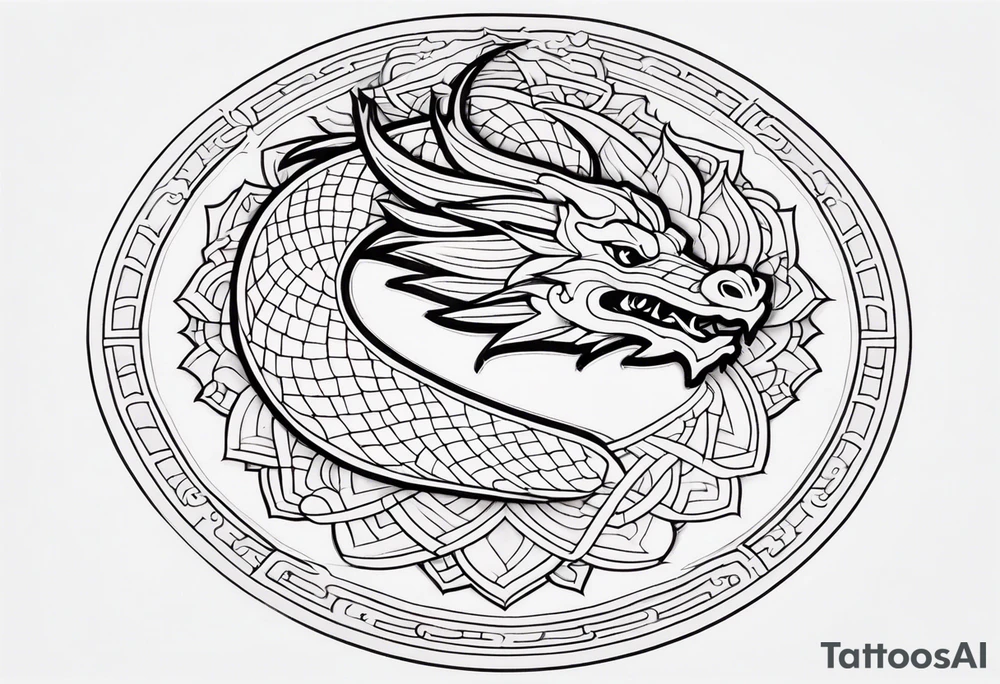 Dragon outside Mandala tattoo idea