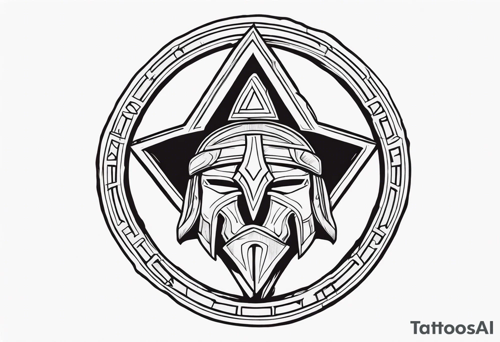Ancient spartan in a trinity symbol tattoo idea